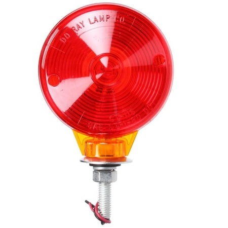 Truck-Lite Incandescent, Red/Yellow Round, 1 Bulb, Dual Face, 2Wire, Pedestal Light, 1 Stud, Yellow, Blunt Cut 70311